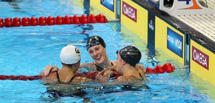 Missy Franklin also embraced her new Olympic teammates as well. 