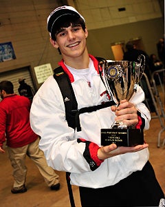 Chad Pyke celebrates one of his titles.