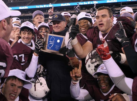 Don Bosco Prep celebrates its 12th straight win of the season and sixth straight New Jersey State championship with a resounding win over Bergen Catholic at MetLife Stadium.