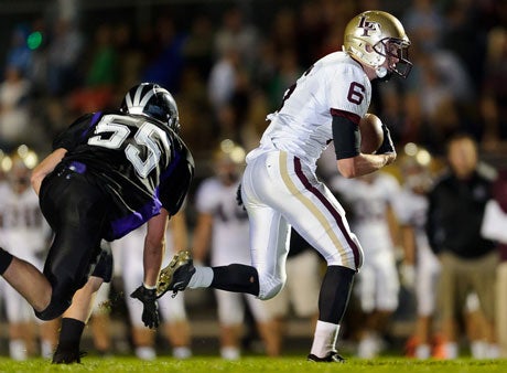 Lone Peak's Talon Shumway has made a habit of running away from the opposition after catches.