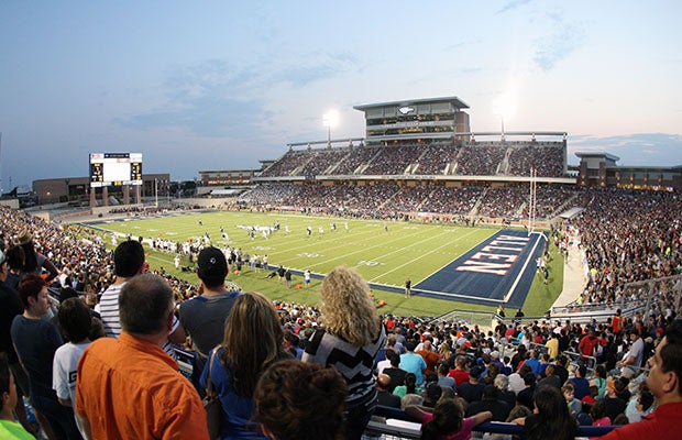 A standing-room-only crowd of more than 20,000 was on hand at Eagle Stadium last Friday.