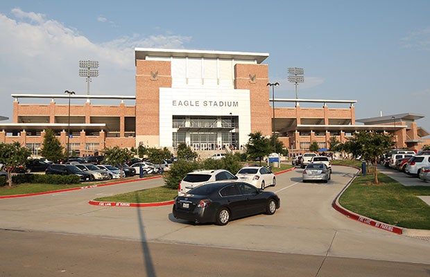 The view from outside Eagle Stadium before last Friday's season opener against Guyer.