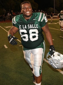 Senior lineman Xavier Banks enjoys
De La Salle's second straight win 
of the season. 