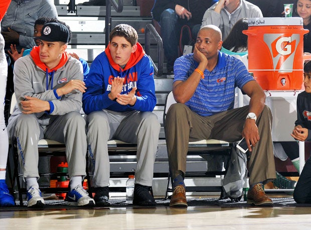 Charles O'Bannon (right) doesn't look like he's engaged, but is he ever, said his son Chuck and other Bishop Gorman coaches.