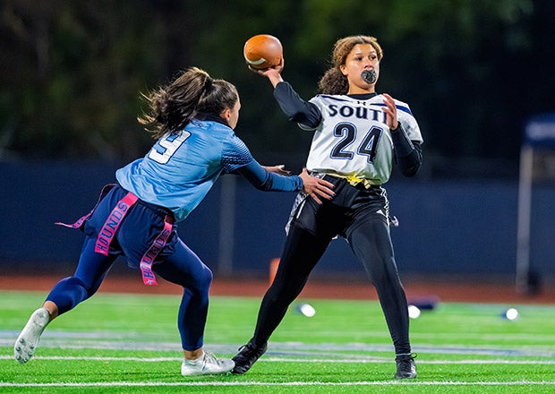 Fifty years after Patsy Mink helped enact Title IX, her work is still evident in the rise of girls flag football. (PHOTO: Luke Hamilton)