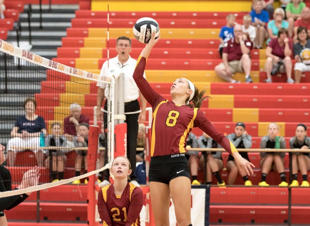 New Bremen freshman Macy Puthoff in action against Fort Laramie.