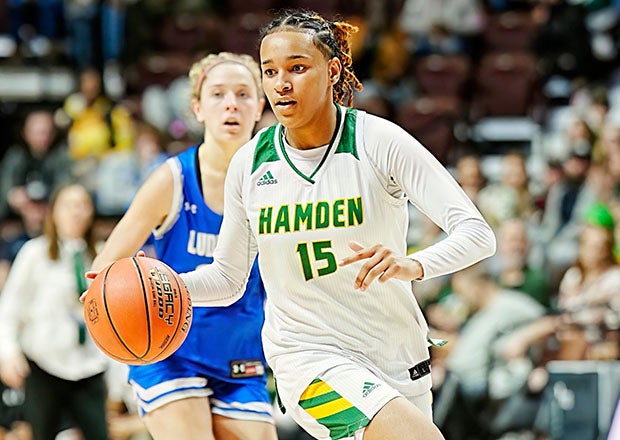 Leah Philpotts and twin sister Alana combined for 37 points in Connecticut's Class LL state championship game. (Photo: Dan Smith)