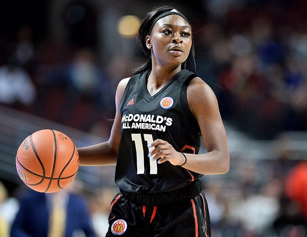 East point guard Dana Evans of West Side Leadership Academy.