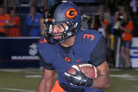 Gorman's Shaq Powell did it all with 130 yards and one touchdown rushing, one touchdown receiving and an interception. 