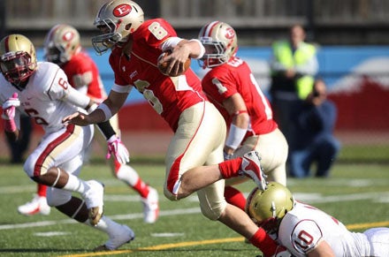 Jonathan DiBiaso looks a lot like Steve Young scrambling for a big gain.