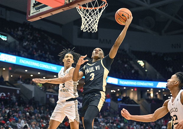 Paul VI Ben Hammond rises for a layup in his team's blowout victory over St. John Bosco. The Panthers also won the 2022 Bass Pro Shops Tournament of Champions. (Photo: Michael Woods)