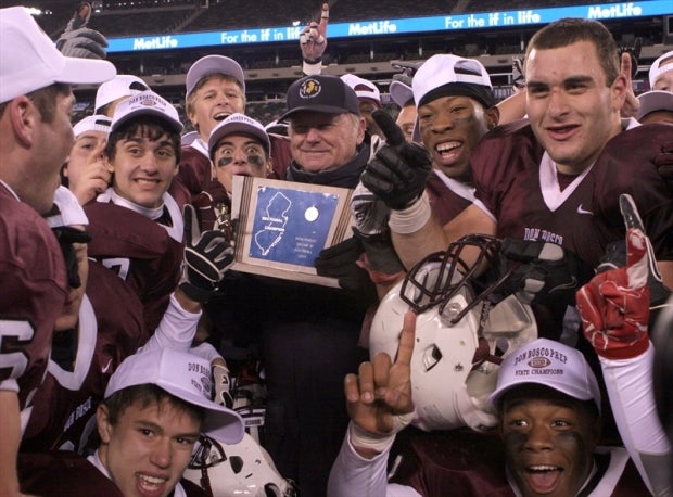 Don Bosco Prep celebrates a 42-14 win over rival Bergen Catholic in the 2011 New Jersey Group 4 state final.