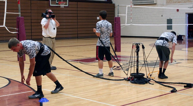Torrington students using the SpeedTracs equipment.