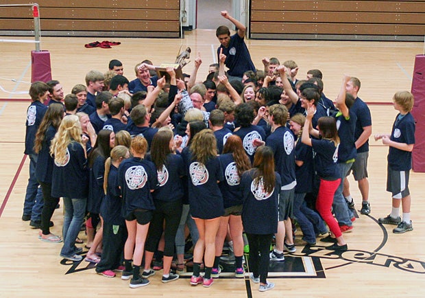 The trail Blazers celebrates their victory.