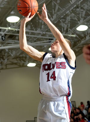 Ryan Lough with a baseline jumper Friday.