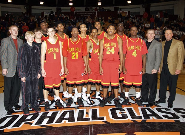 The 2007-08 Oak Hill Academy squad featured two eventual McDonald's All-Americans in Brandon Jennings (front row, fourth from left) and Keith Gallon (back row, far left in uniform).