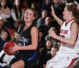 Katelyn McDaniel (left) had 24 points
and 13 rebounds on Friday.