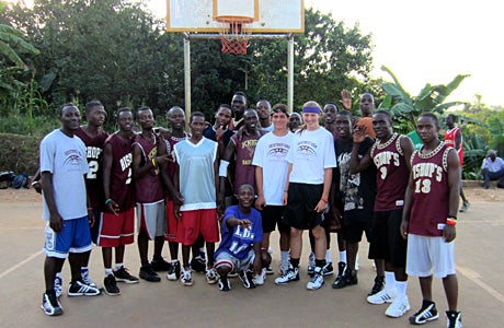 Roeper, Lock and some of the players that participated in the clinics last summer in Mukono, Uganda.
