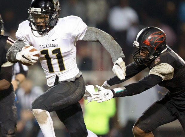 Calabasas receiver and defensive back Darnay Holmes (11) is one of nation's top all-around athletes.