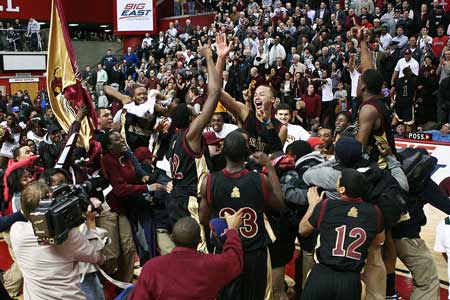St. Anthony players and fans celebrate after the big victory.