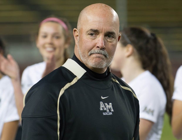 Archbishop Mitty girls soccer coach John (JT) Hanley after winning the 2019 Central Coast Section championship.