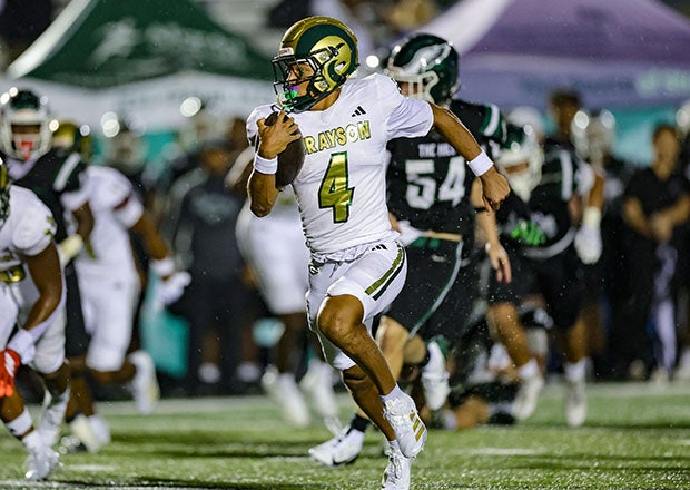 Grayson senior wide receiver Jonathan Stafford eyes the end zone on his 44-yard punt return for a score. The Rams scored three times on special teams, including the punt return along with two safeties. (PHOTO: Brandon Sumrall)