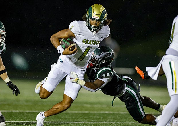Quarterback Travis Burgess led No. 4 Grayson to a 51-3 win over Collins Hill in the MaxPreps Game of the Week. The North Carolina commit threw four touchdowns in his senior debut. (PHOTO: Brandon Sumrall)