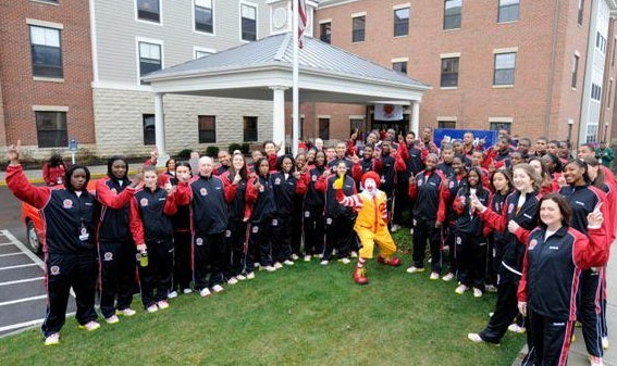 The 2010 McDonald's All-American team poses in front of Ronald McDonald House of Central Ohio.