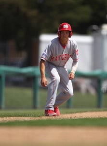 Austin Grebeck leads off second.