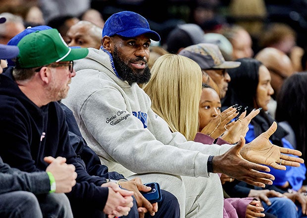 LeBron James was courtside in Sacramento to watch his son win a state title in March. (PHOTO: Anthony Brunsman)