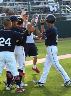 Pleasant Grove celebrates during its BorasClassic regional victory over Elk Grove.