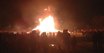 Thousands of students and fans gathered on Tuesday night around the Easton bonfire... a Rover tradition since that began back in the 1960s.