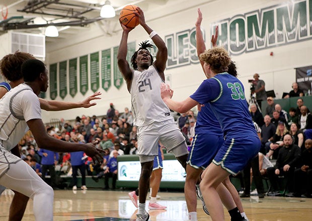Tounde Yessoufou, shown here in action against Branson in January, entered Tuesday's game averaging 33.1 points, 10.4 rebounds, 2.6 steals and 2.1 assists per game. (File photo: Dennis Lee)