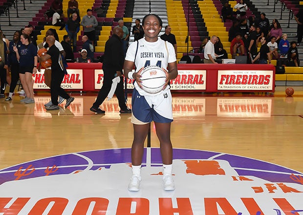 Arizona MaxPreps Player of the Year Shay Ijiwoye earned MVP honors following a win over Centennial at Hoophall West in December. (Photo: Mark Jones)