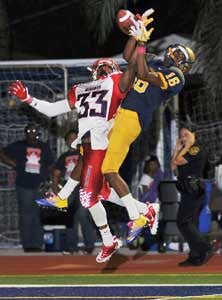 Dante Campbell knocks away a passin Thursday's big matchup.