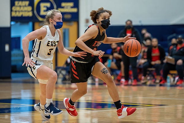 Damiya Hagemann in action during a March 13 contest against East Grand Rapids.
