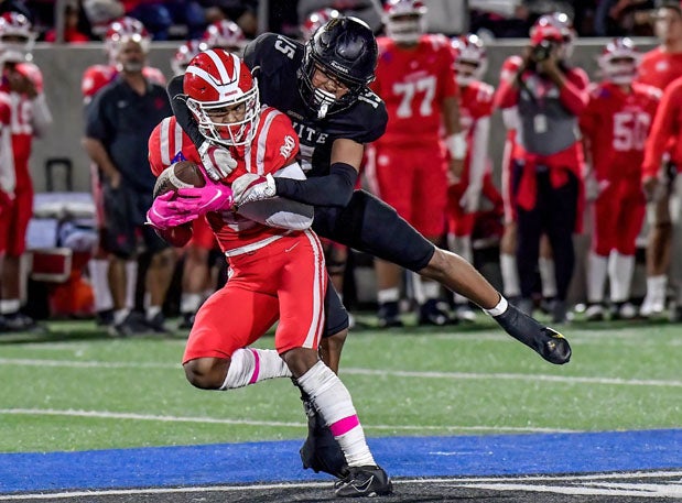 Notre Dame-bound receiver C.J. Williams had eight catches for 135 yards and one touchdown to help Mater Dei defeat Servite 46-37 on Oct. 23. 