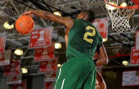 Jordan Bell is a presence in the paint for Long Beach Poly.