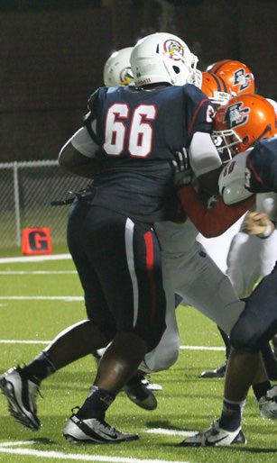 Robert Holmes is Oxbridge's mammoth 6-5,
330-pound freshman defensive lineman.