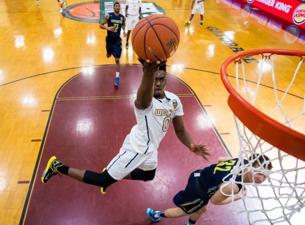 Boston Celtics star Jaylen Brown goes up for the layup playing for Wheeler at Dick's Nationals during his senior year in 2015.