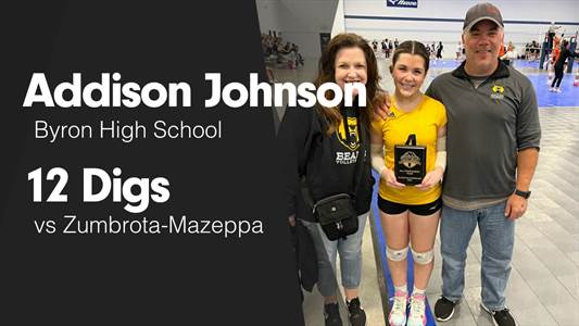 Addison Johnson Game Report: vs Kasson-Mantorville