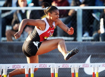 Trinity Wilson is nation's fastest 100-meter hurdler as she showed in the Arcadia Invitational a month ago.