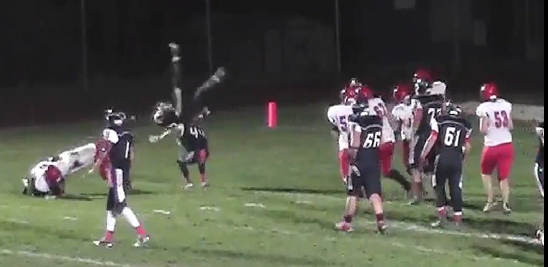 Video: Independence's Markus Guy executes epic backflip for touchdown