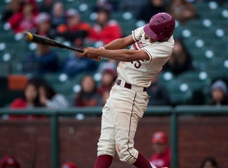Lowell senior Elijah Saunders belts one of his three doubles, leading his team to a 7-0 San Francisco Section championship win over Washington at AT&T Park Wednesday. Saunders also pitched a four-hitter with eight strikeouts as Lowell won its 18th SFS title and first at the Giants' home park since 2008.