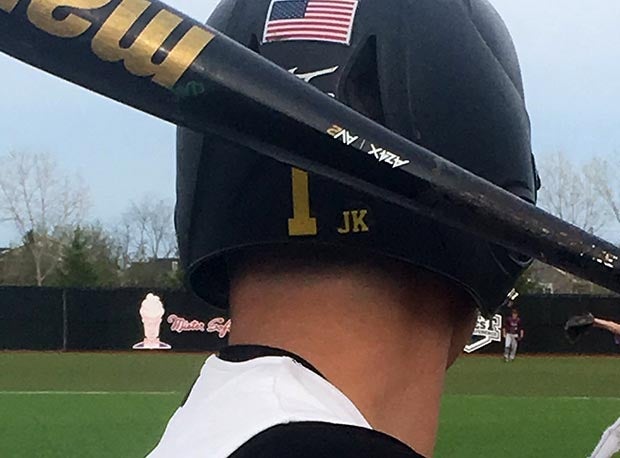 Members of the Centerville baseball team are wearing "JK" stickers in honor of CHS grad JD Kennard.