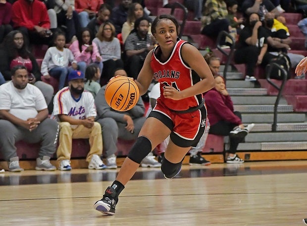 Freshman Kristen Johnson drives to the basket for No. 13 Hazel Green against Sparkman. The Trojans set the state mark with 87 straight wins and put that on the line Tuesday against No. 19 Hoover. (Photo: Joe Boyd)