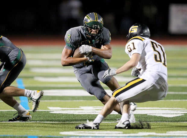 Marcus de La Pena rushed 28 times for 210 yards and four touchdowns leading San Ramon Valley to a surprising 67-30 win at Buhach Colony-Atwater on Friday. The Wolves played largely in honor of a classmate Robert Orlando who was killed in a car accident on Aug. 26. 