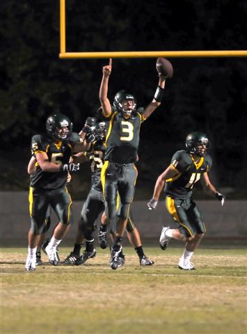 Moorpark celebrates a big win over Notre Dame.
