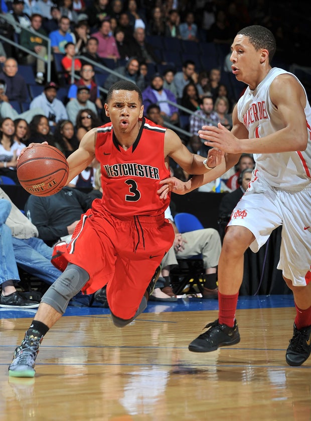 Layon Gooden of Westchester drives to the hoop.