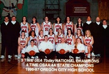 Oregon City, led by future Stanford
star Lindsey Yamasaki, won its third
of three mythical national
championships in 1997.